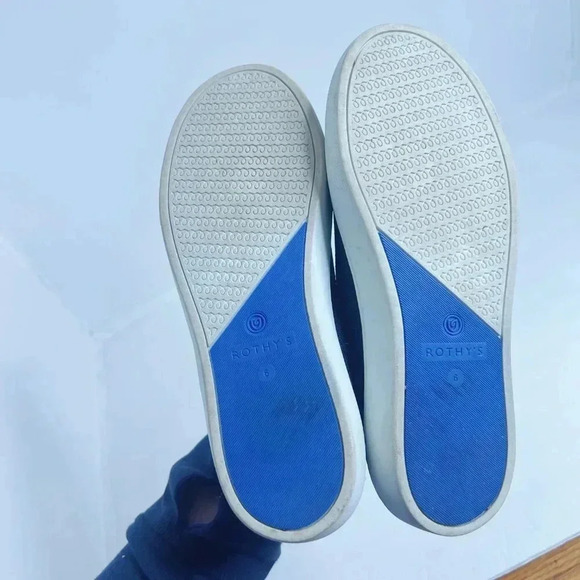 Rothy's Black Blue and White Stripes Slip On Sneakers Size 6 - Picture 7 of 9